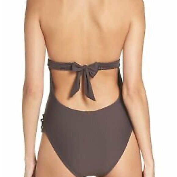 Pilyq Island Embroidered Halter One Piece in Coco - Picture 3 of 10